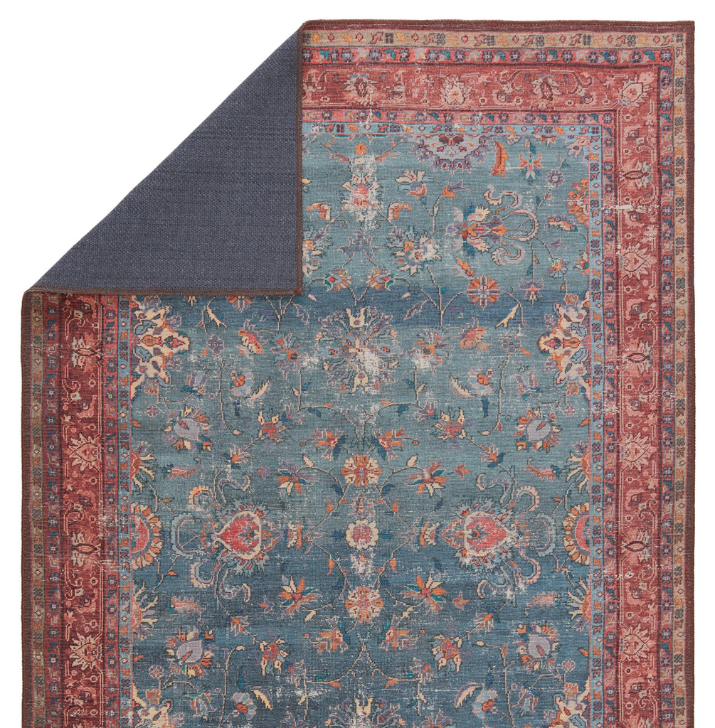 Kate Lester + Jaipur Living Yasha Floral Blue/ Red Runner Rug (2'6"X10')