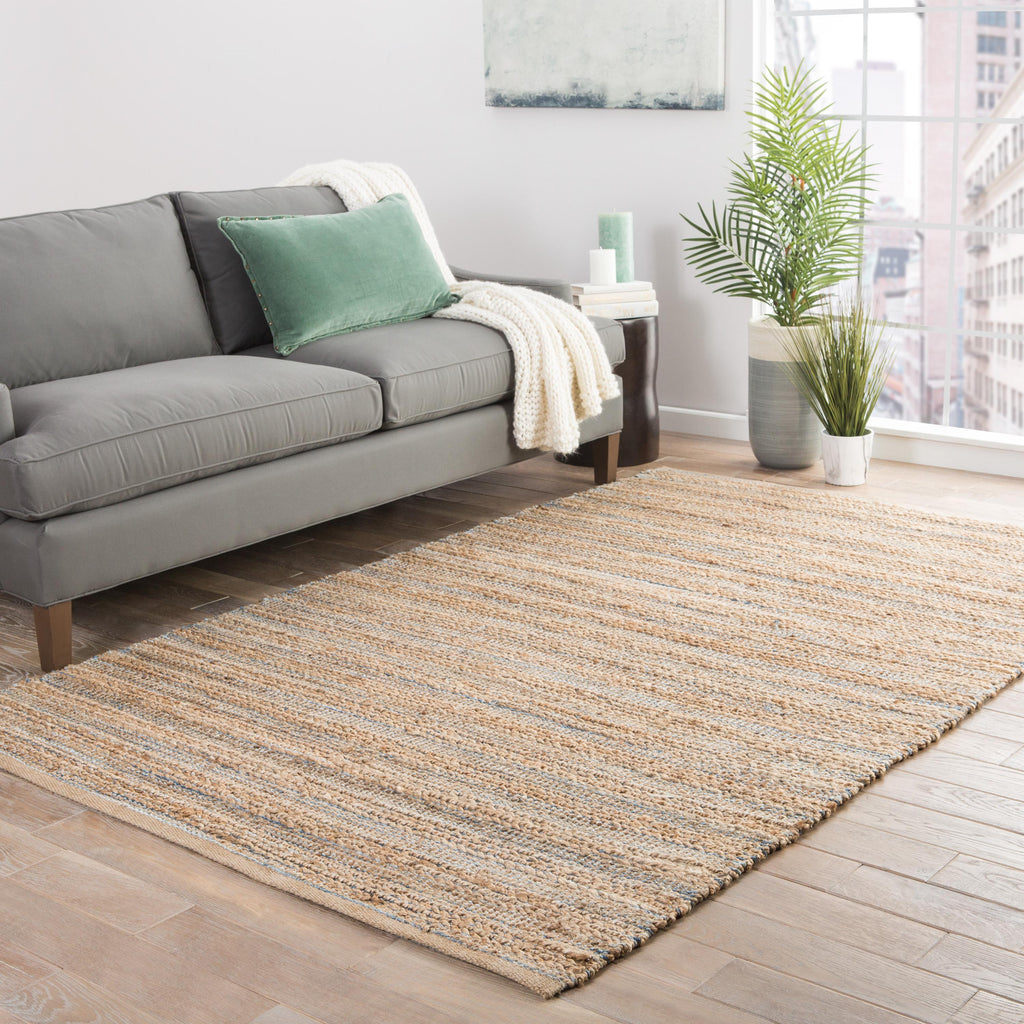 Jaipur Living Canterbury Natural Solid Beige/ Blue Runner Rug (2'6"X9')