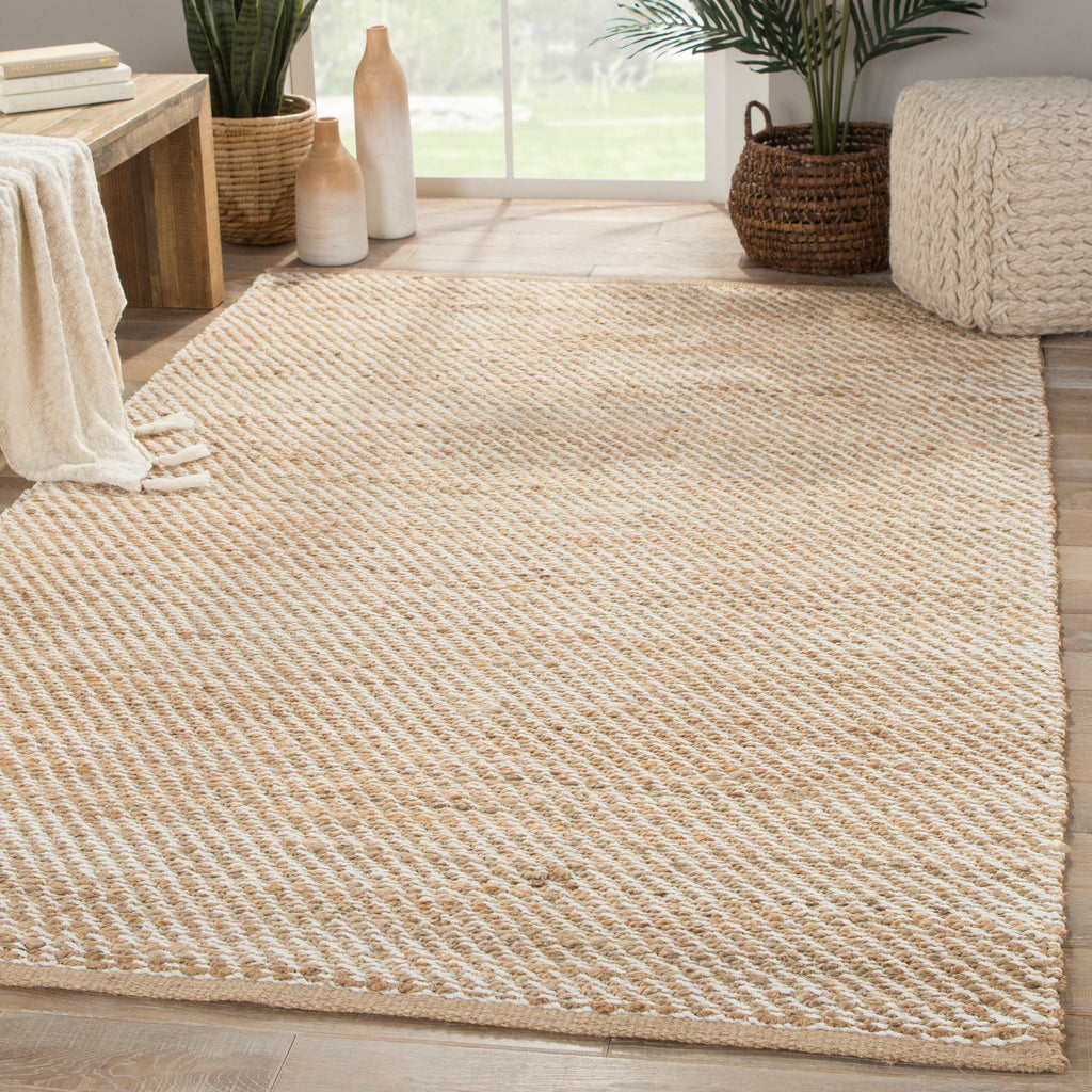 Jaipur Living Diagonal Weave Natural Solid Beige/ White Area Rug (8'X10')