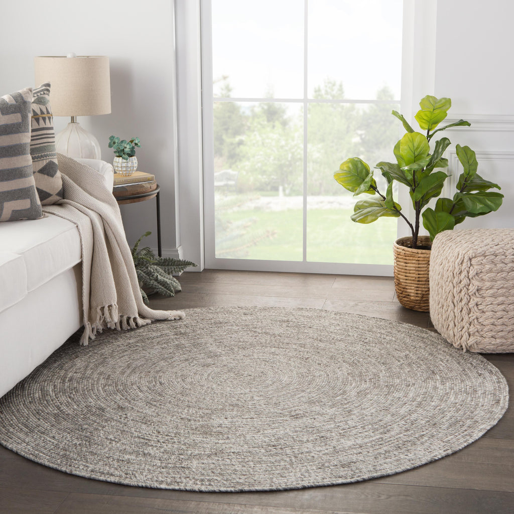 Jaipur Living Tenby Natural Solid Gray/ White Round Area Rug (6' Rnd)