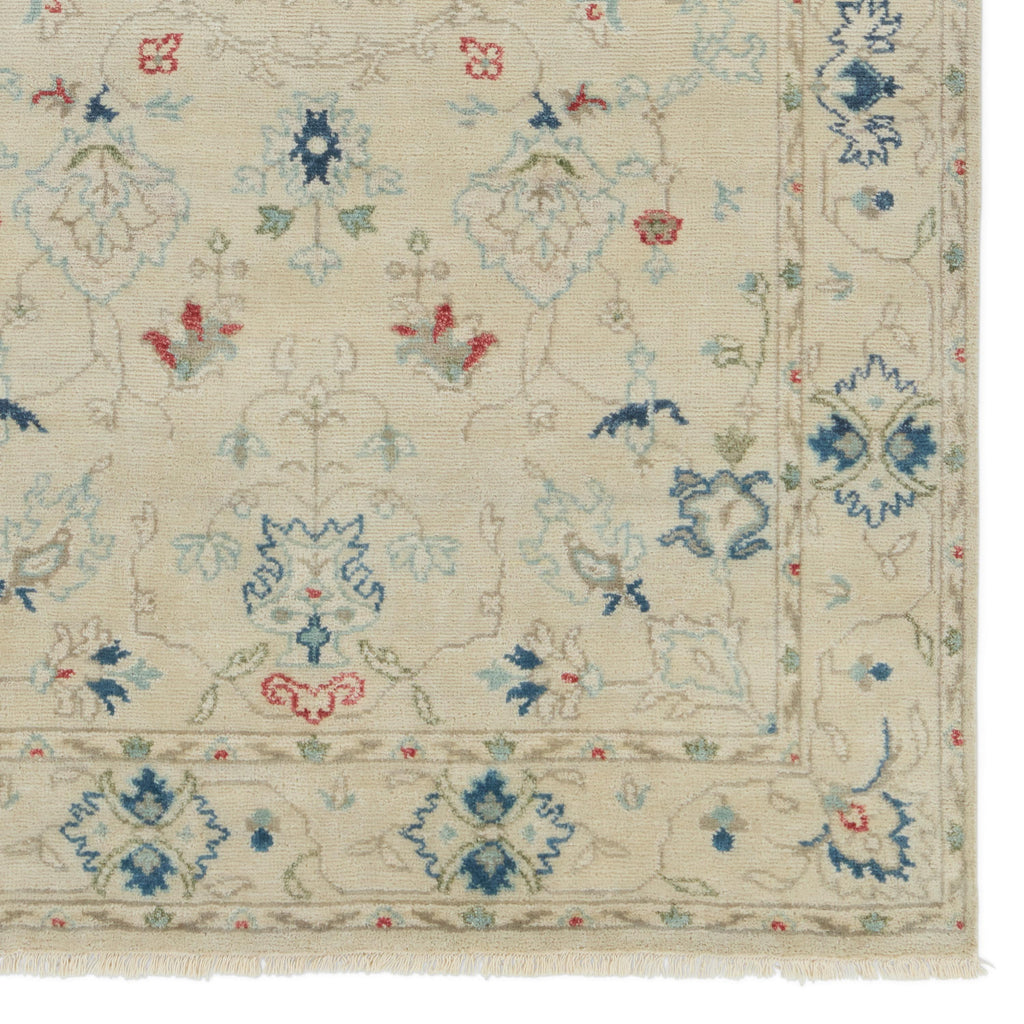 Jaipur Living Hacci Hand-Knotted Floral Cream/ Blue Area Rug (5'X8')