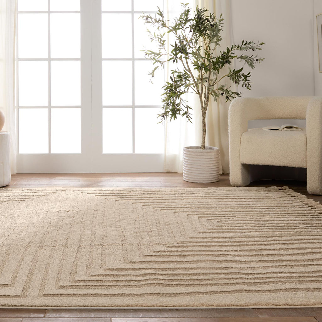 Vibe By Jaipur Living Fantana Striped Ivory/ Beige Area Rug (7'6"X10')