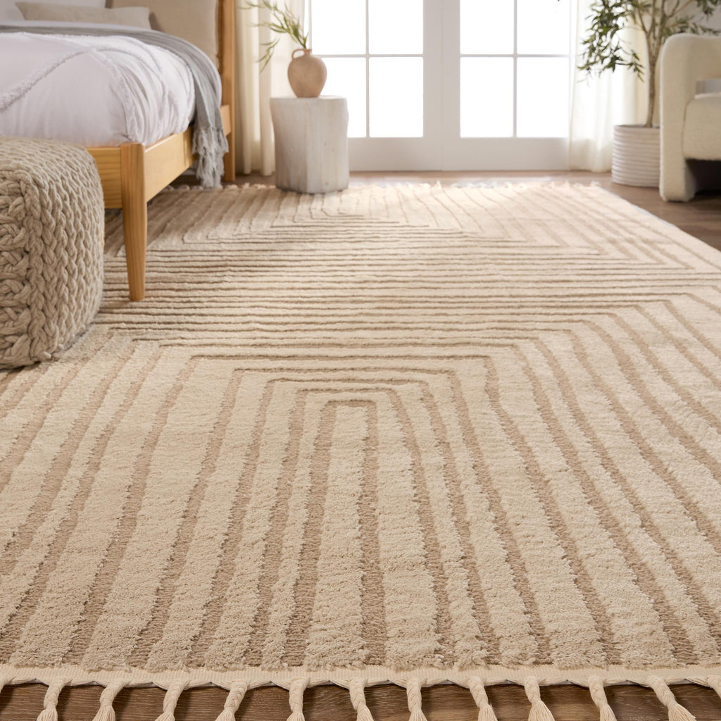 Vibe By Jaipur Living Fantana Striped Ivory/ Beige Area Rug (7'6"X10')