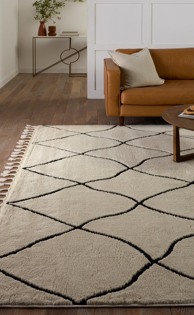 Vibe By Jaipur Living Treble Trellis Ivory/ Black Area Rug (7'6"X10')