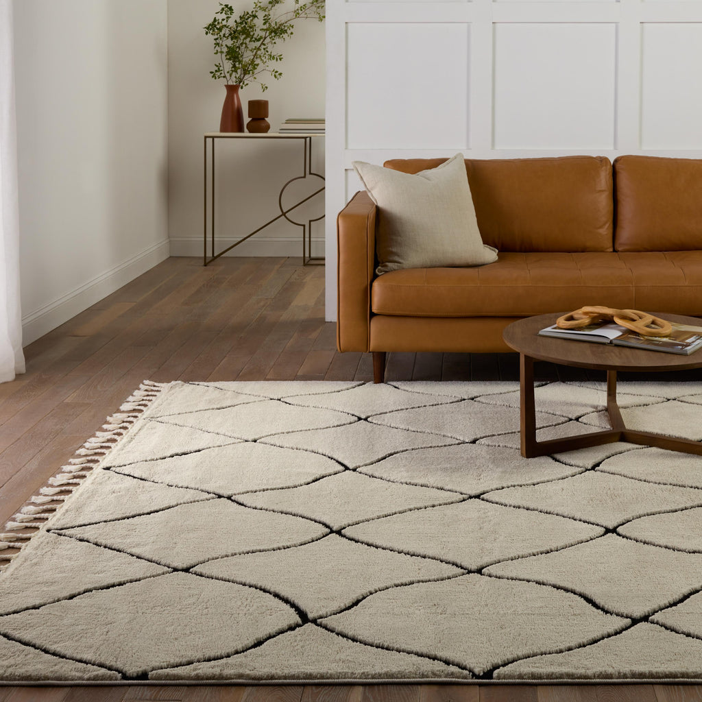 Vibe By Jaipur Living Treble Trellis Ivory/ Black Area Rug (7'6"X10')