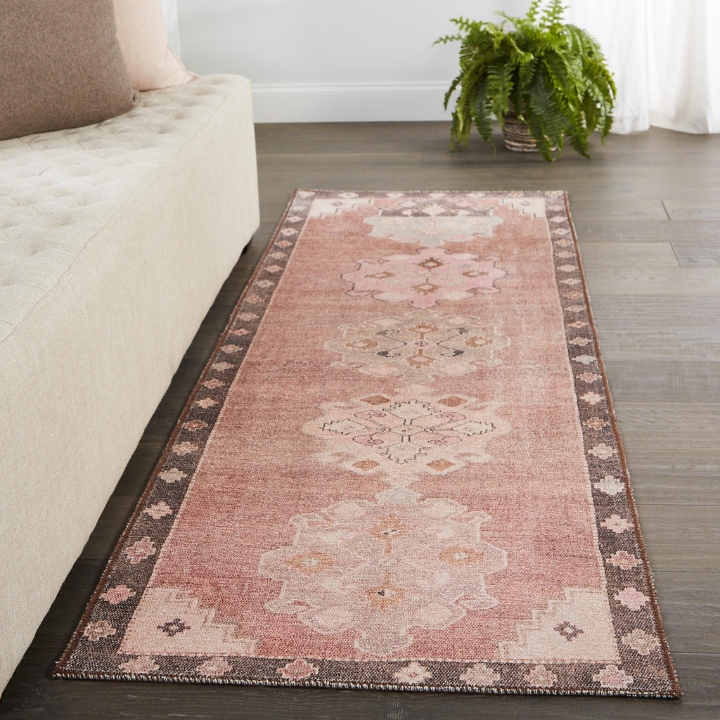 Vibe By Jaipur Living Chilton Medallion Pink/ Brown Runner Rug (2'6"X12')