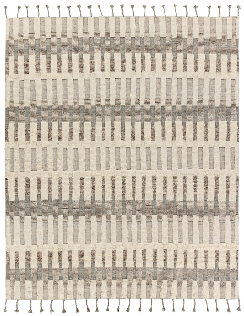 Jaipur Living Izza Hand-Knotted Striped Cream/ Taupe Area Rug (8'X10')