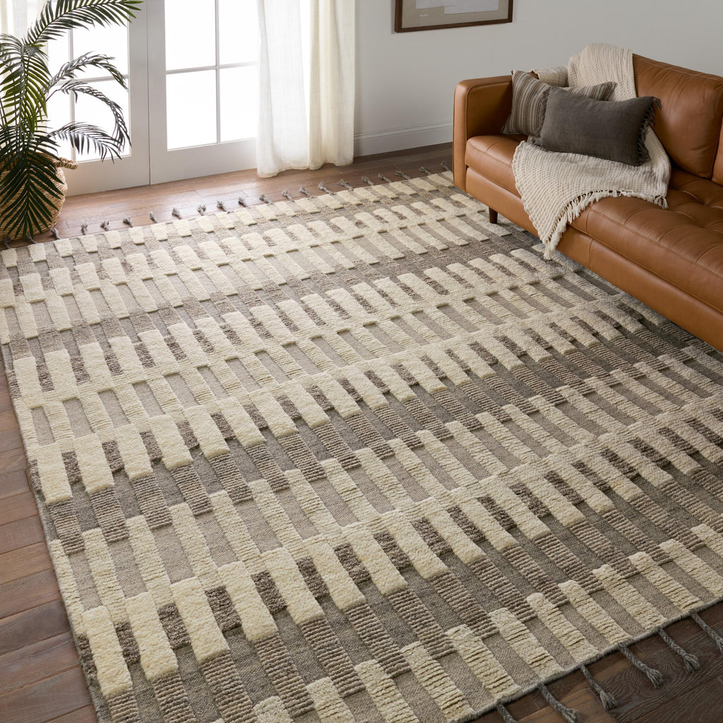 Jaipur Living Izza Hand-Knotted Striped Cream/ Taupe Area Rug (10'X14')