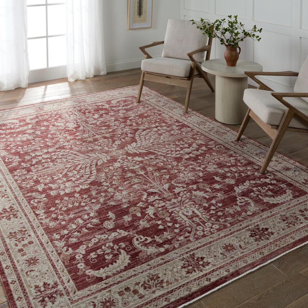 Vibe By Jaipur Living Katarina Floral Red/ Light Gray Area Rug (5'X7'6")