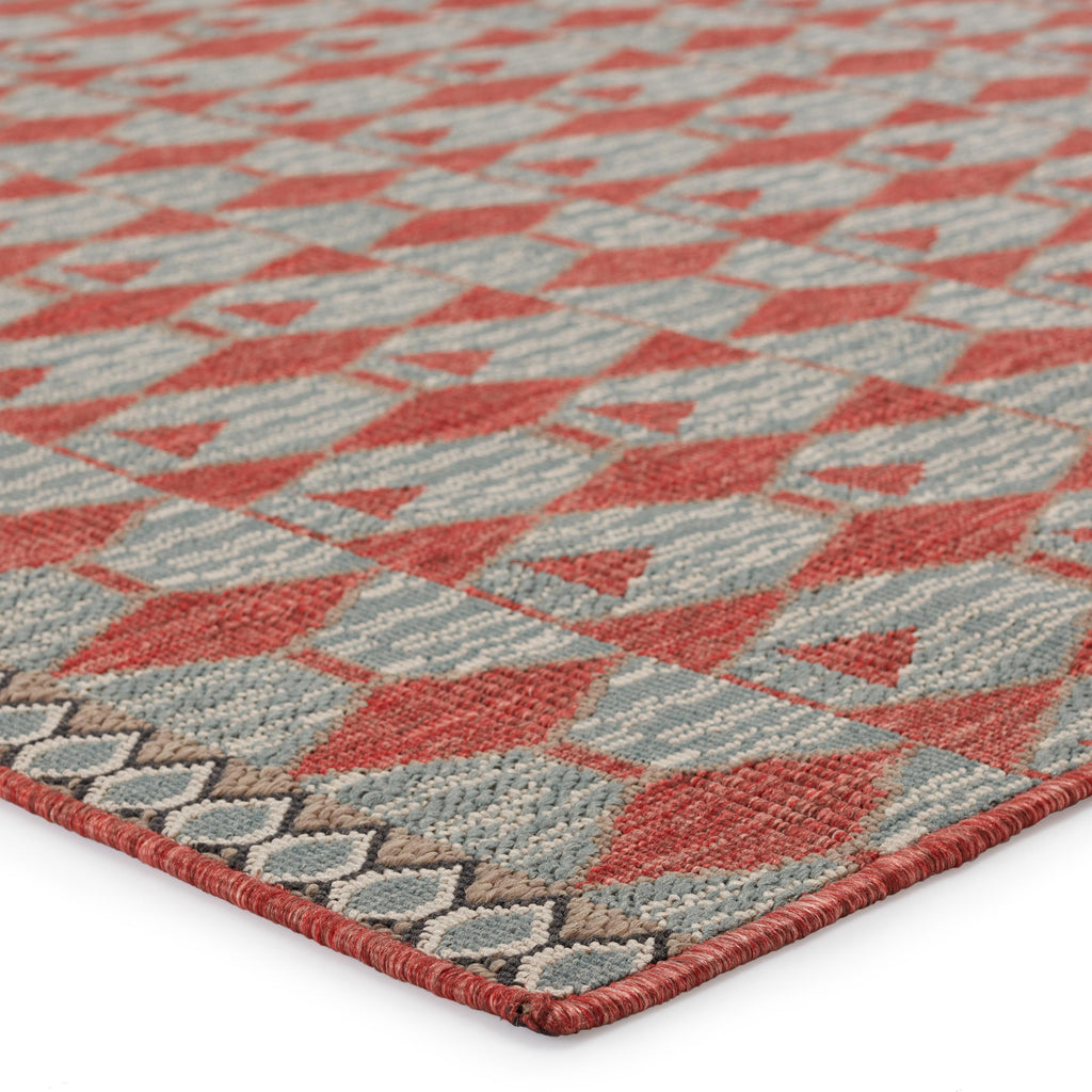 Vibe By Jaipur Living Maji Indoor/ Outdoor Geometric Red/ Sea Green Area Rug (4'X6')