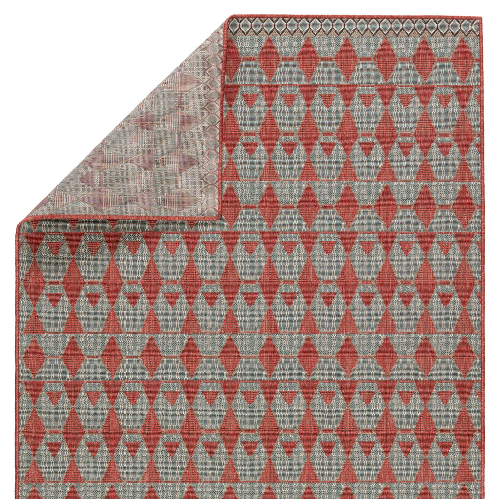 Vibe By Jaipur Living Maji Indoor/ Outdoor Geometric Red/ Sea Green Area Rug (4'X6')