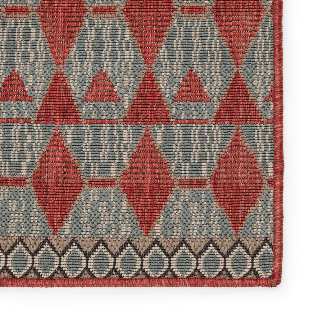 Vibe By Jaipur Living Maji Indoor/ Outdoor Geometric Red/ Sea Green Area Rug (4'X6')