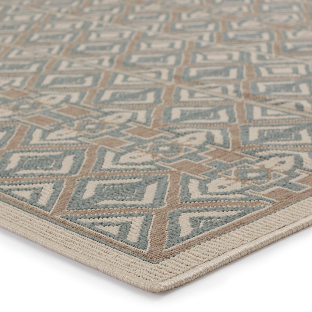 Vibe By Jaipur Living Hazina Indoor/ Outdoor Geometric Sea Green/ Beige Runner Rug (2'6"X8')