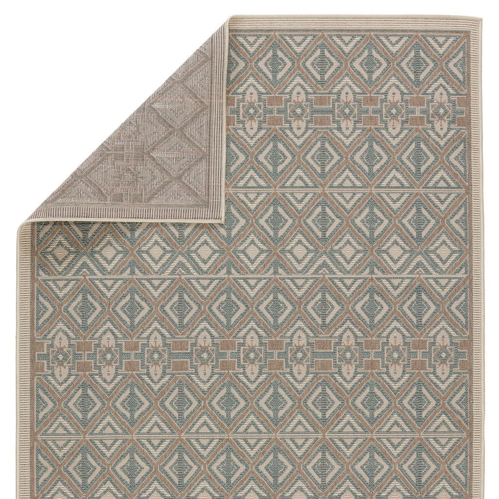 Vibe By Jaipur Living Hazina Indoor/ Outdoor Geometric Sea Green/ Beige Runner Rug (2'6"X8')