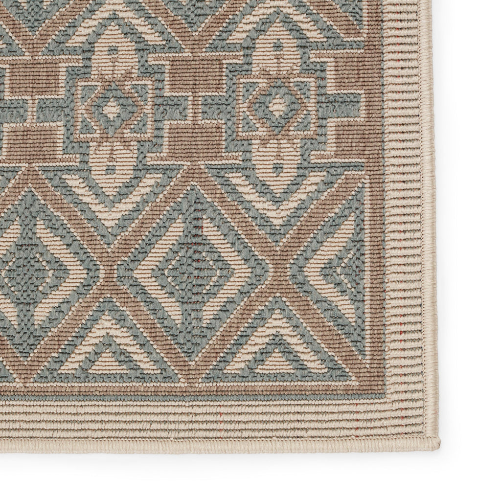 Vibe By Jaipur Living Hazina Indoor/ Outdoor Geometric Sea Green/ Beige Area Rug (4'X6')