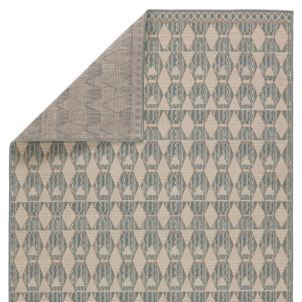 Vibe By Jaipur Living Maji Indoor/ Outdoor Geometric Sea Green/ Beige Runner Rug (2'6"X8')