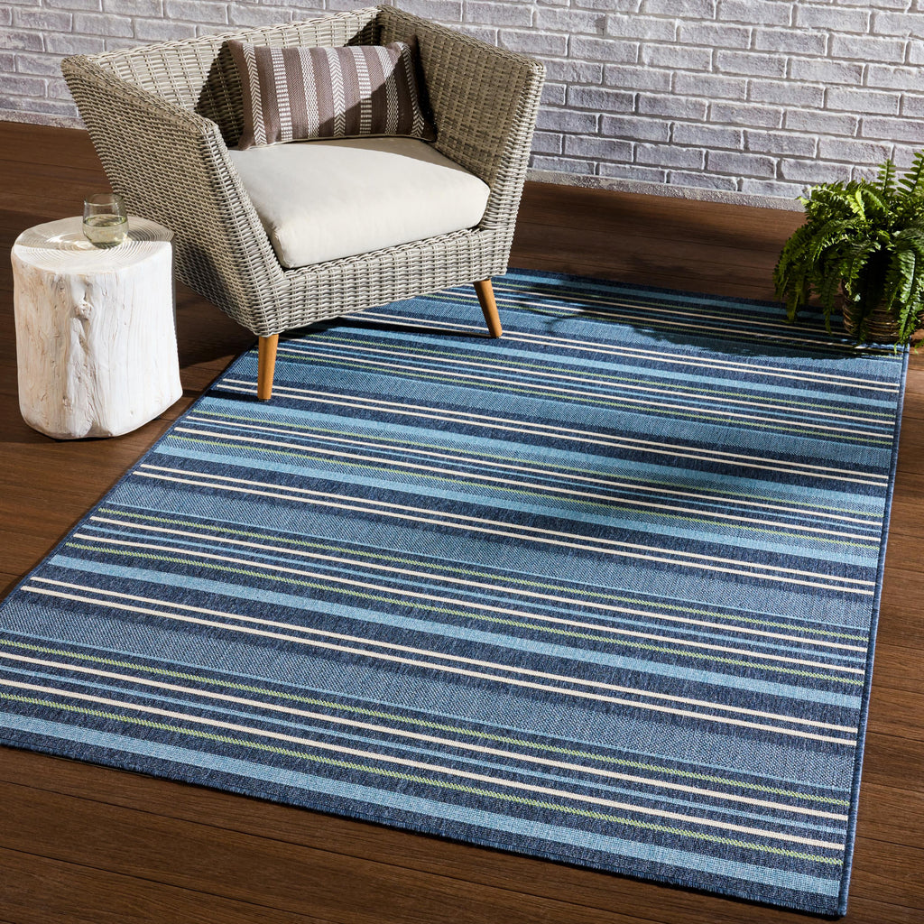 Vibe By Jaipur Living Elara Indoor/ Outdoor Striped Blue/ Green Area Rug (2'X3')