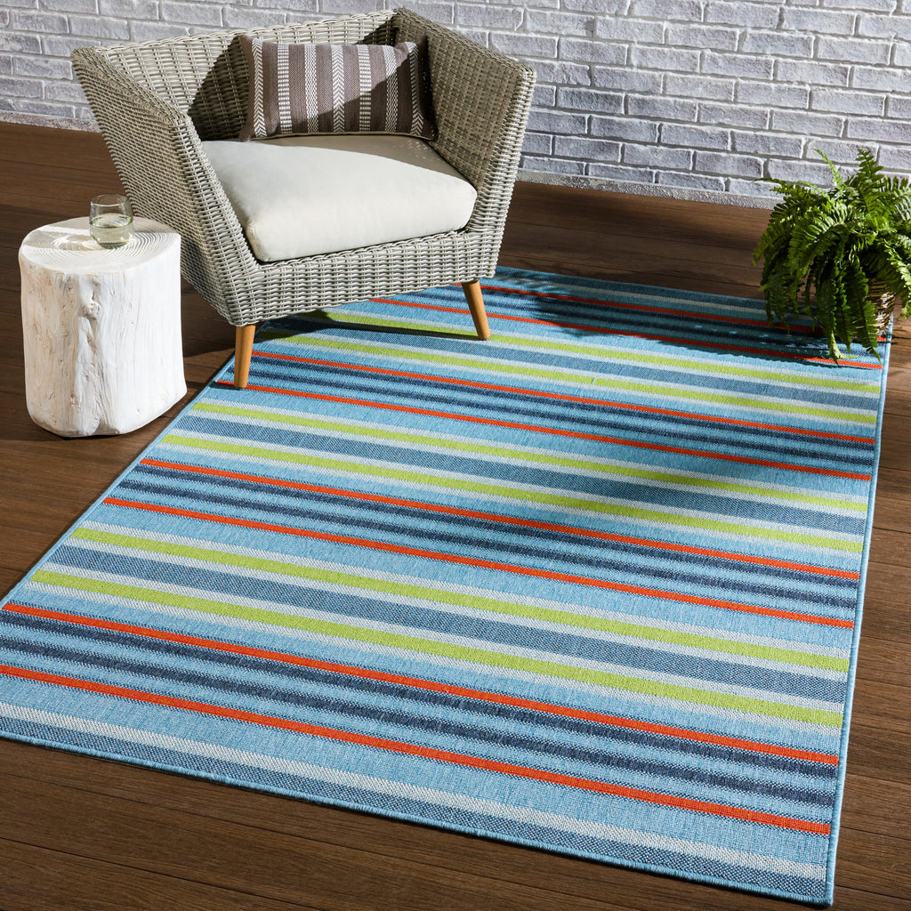 Vibe By Jaipur Living Lloria Indoor/ Outdoor Striped Blue/ Orange Runner Rug (2'6"X8')