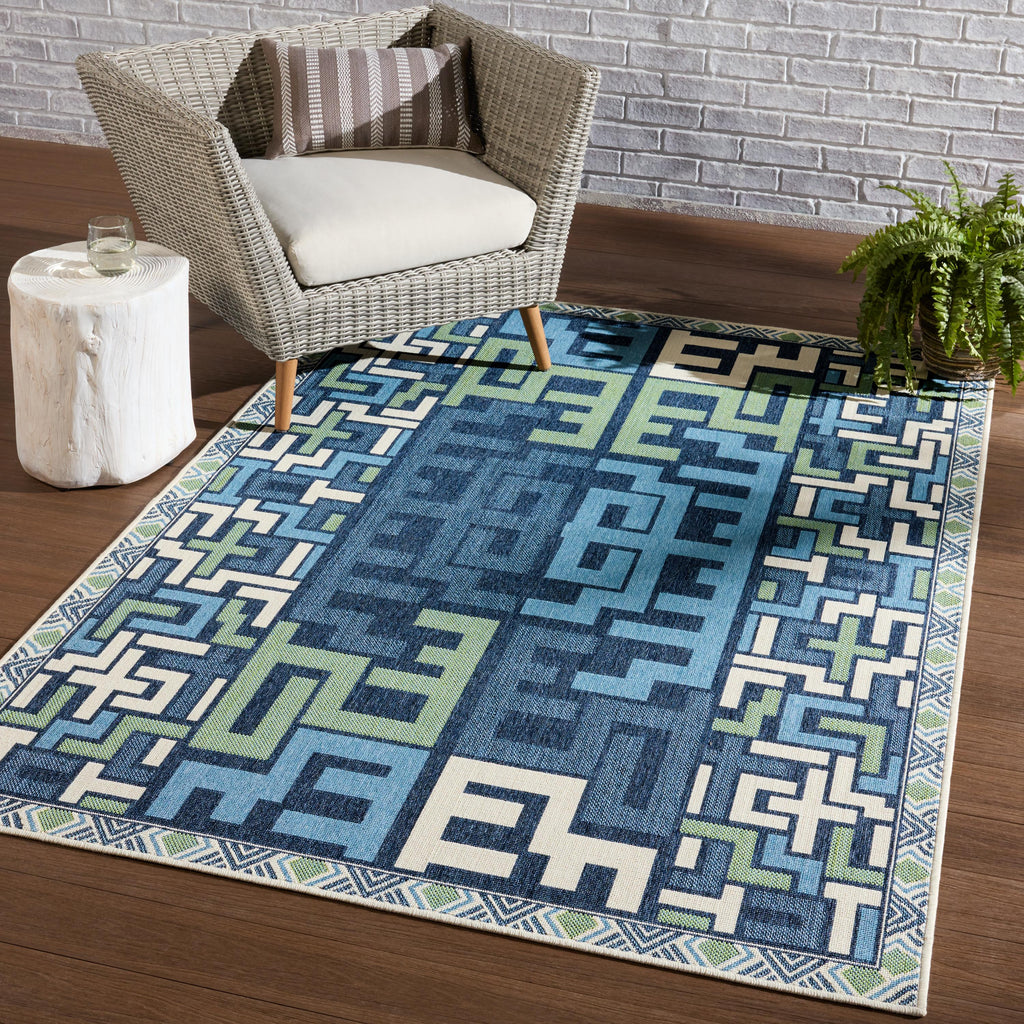 Vibe By Jaipur Living Arpino Indoor/ Outdoor Geometric Blue/ Green Area Rug (2'X3')