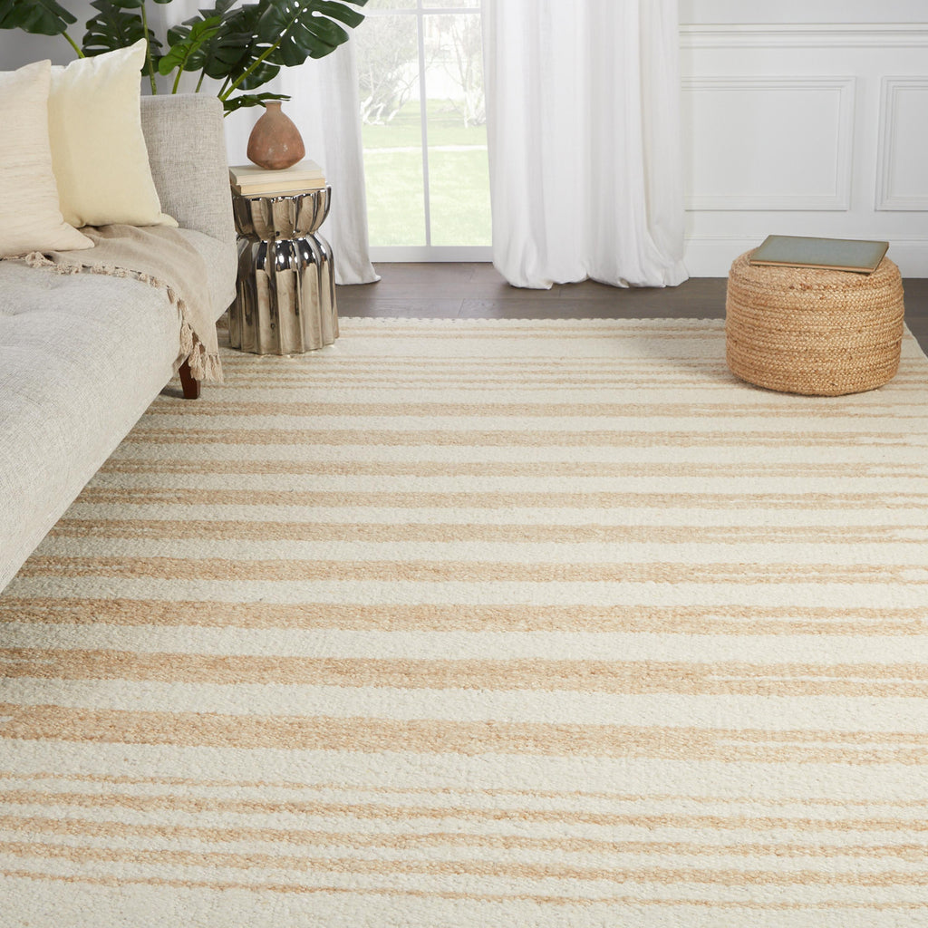 Jaipur Living Lomita Handmade Striped Light Tan/ Cream Area Rug (8'X10')