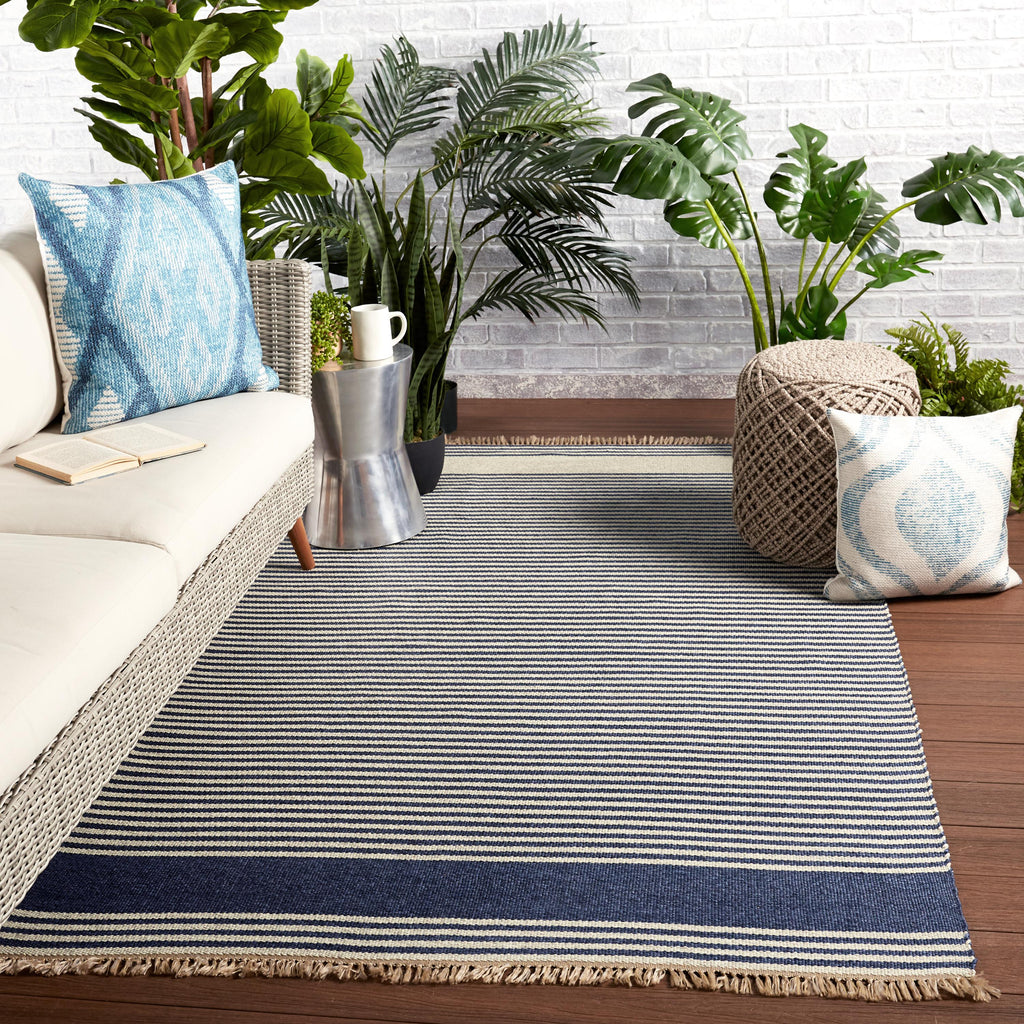 Vibe By Jaipur Living Strand Indoor/ Outdoor Striped Blue/ Beige Area Rug (2'X3')