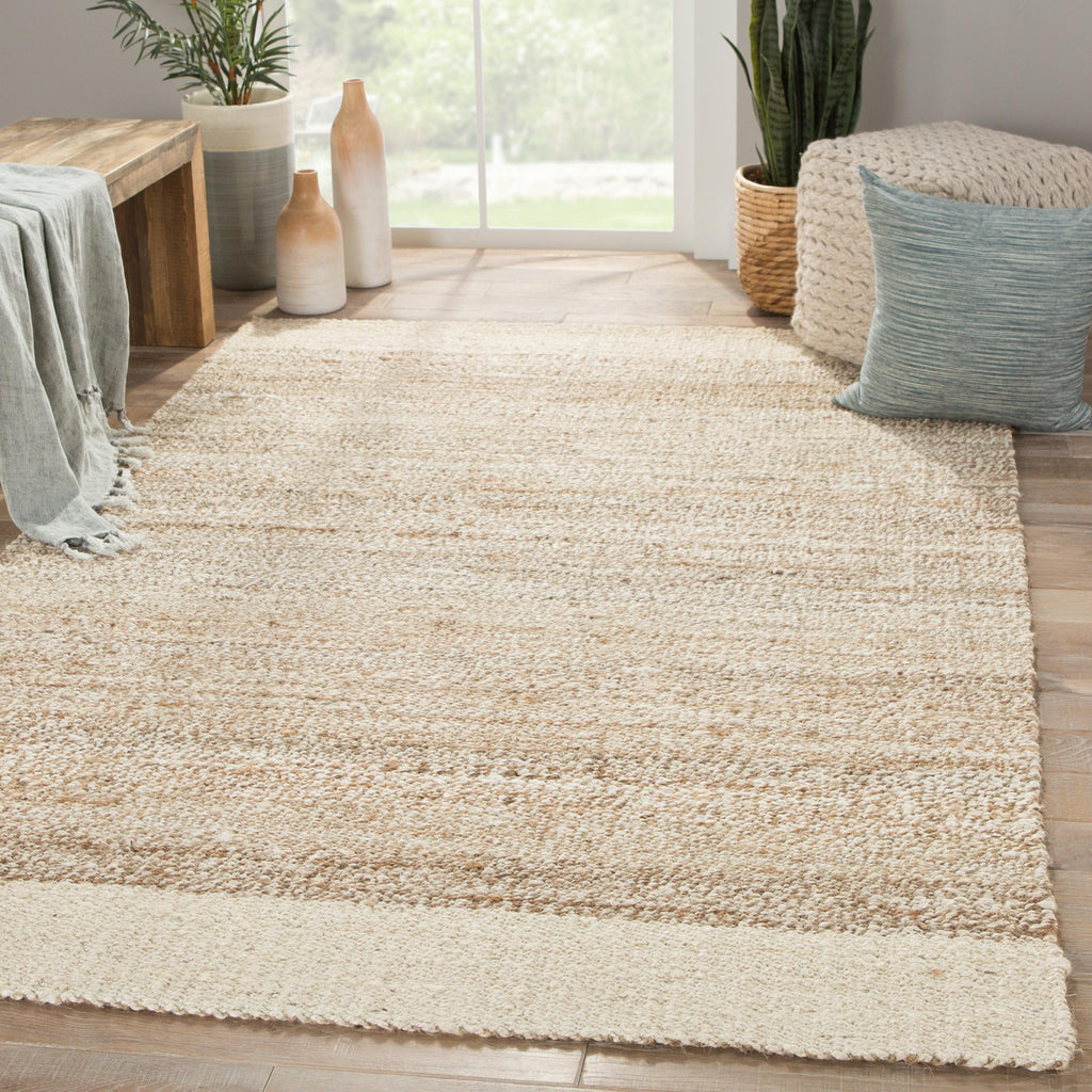 Jaipur Living Mallow Natural Bordered White/ Tan Area Rug (10'X14')