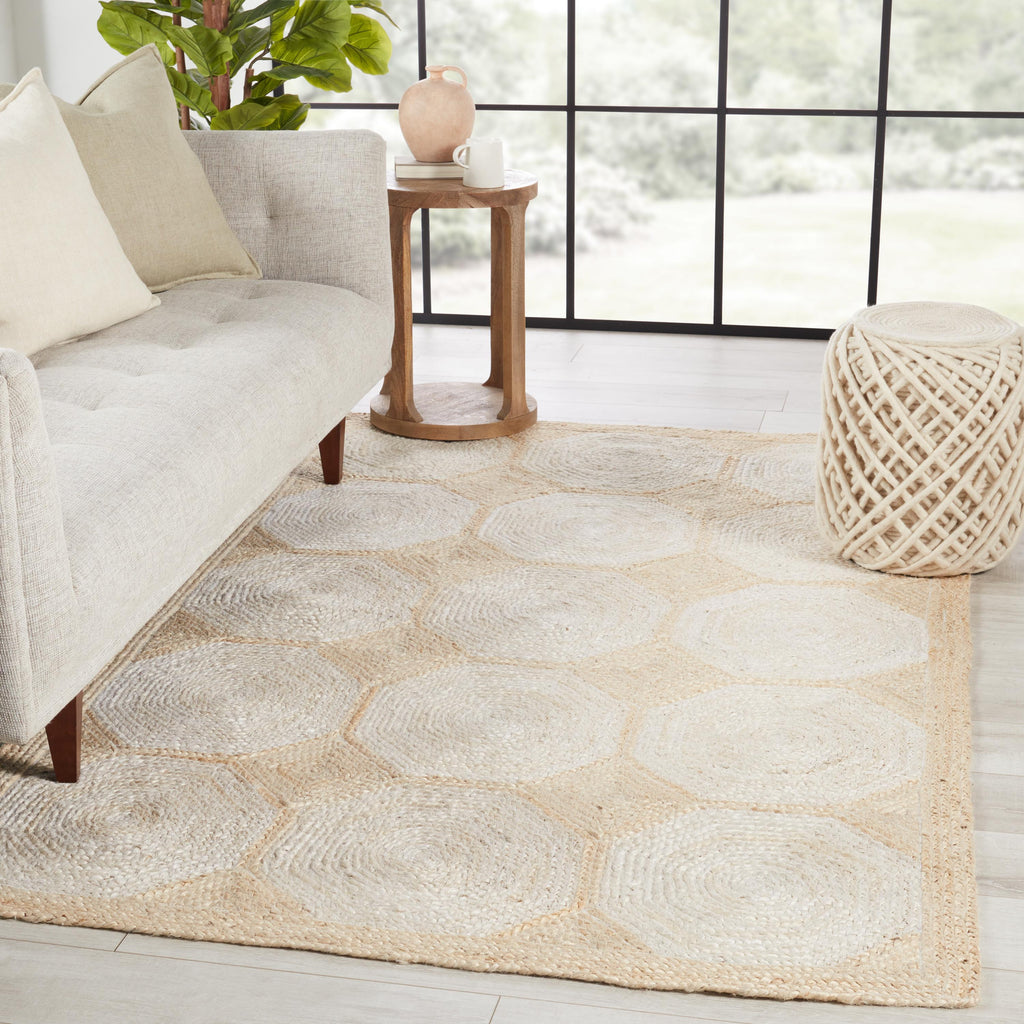 Jaipur Living Fiorita Natural Geometric Light Beige/ White Area Rug (9'X12')