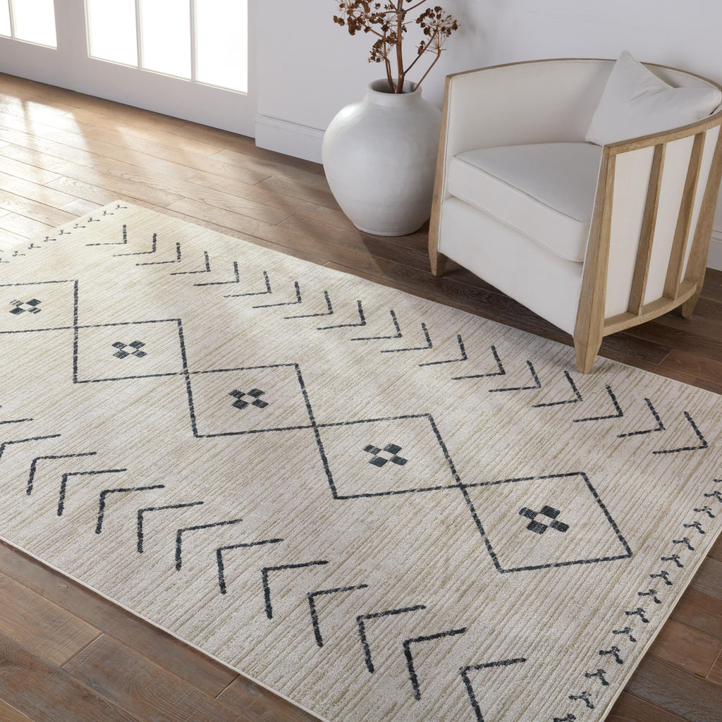 Vibe By Jaipur Living Taos Tribal Cream/ Dark Slate Area Rug (5'3"X8')