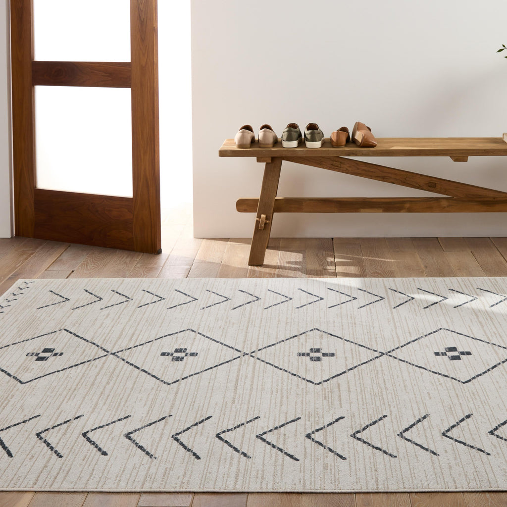 Vibe By Jaipur Living Taos Tribal Cream/ Dark Slate Area Rug (5'3"X8')