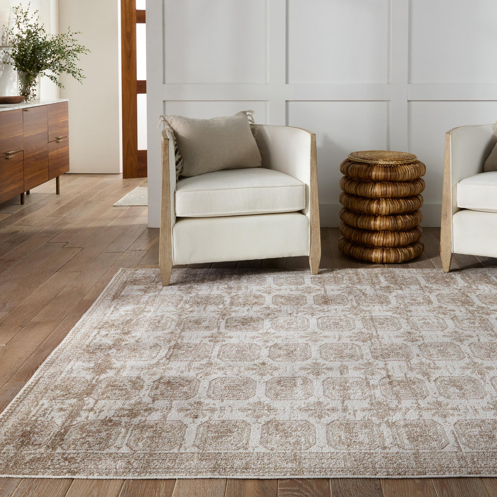 Vibe By Jaipur Living Milea Trellis Tan/ Cream Area Rug (7'10"X10')