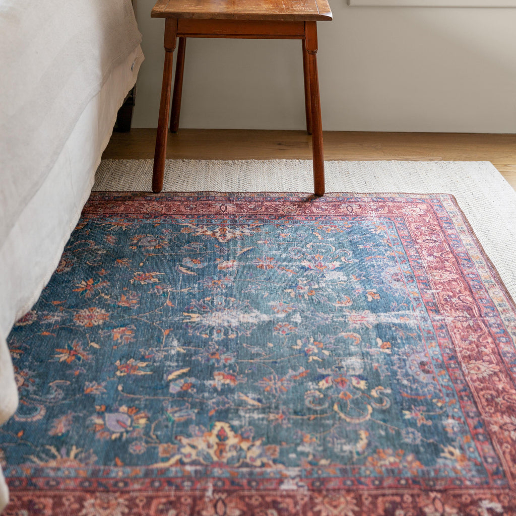 Kate Lester + Jaipur Living Yasha Floral Blue/ Red Area Rug (5'X7'6")