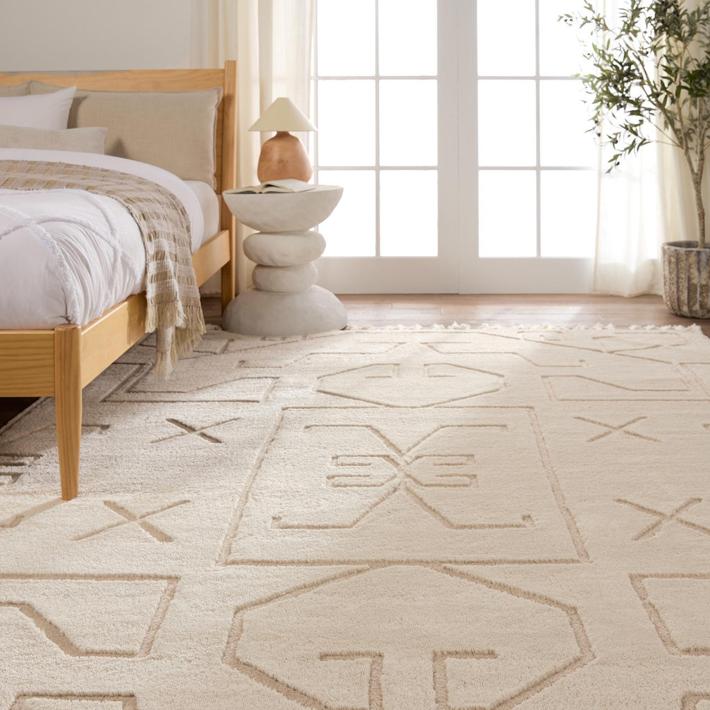 Vibe By Jaipur Living Cree Geometric Ivory/ Beige Runner Rug (2'5"X10')