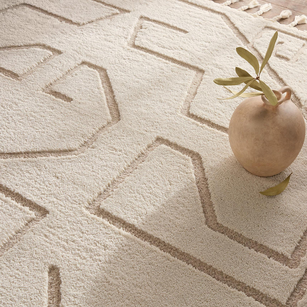 Vibe By Jaipur Living Cree Geometric Ivory/ Beige Runner Rug (2'5"X10')