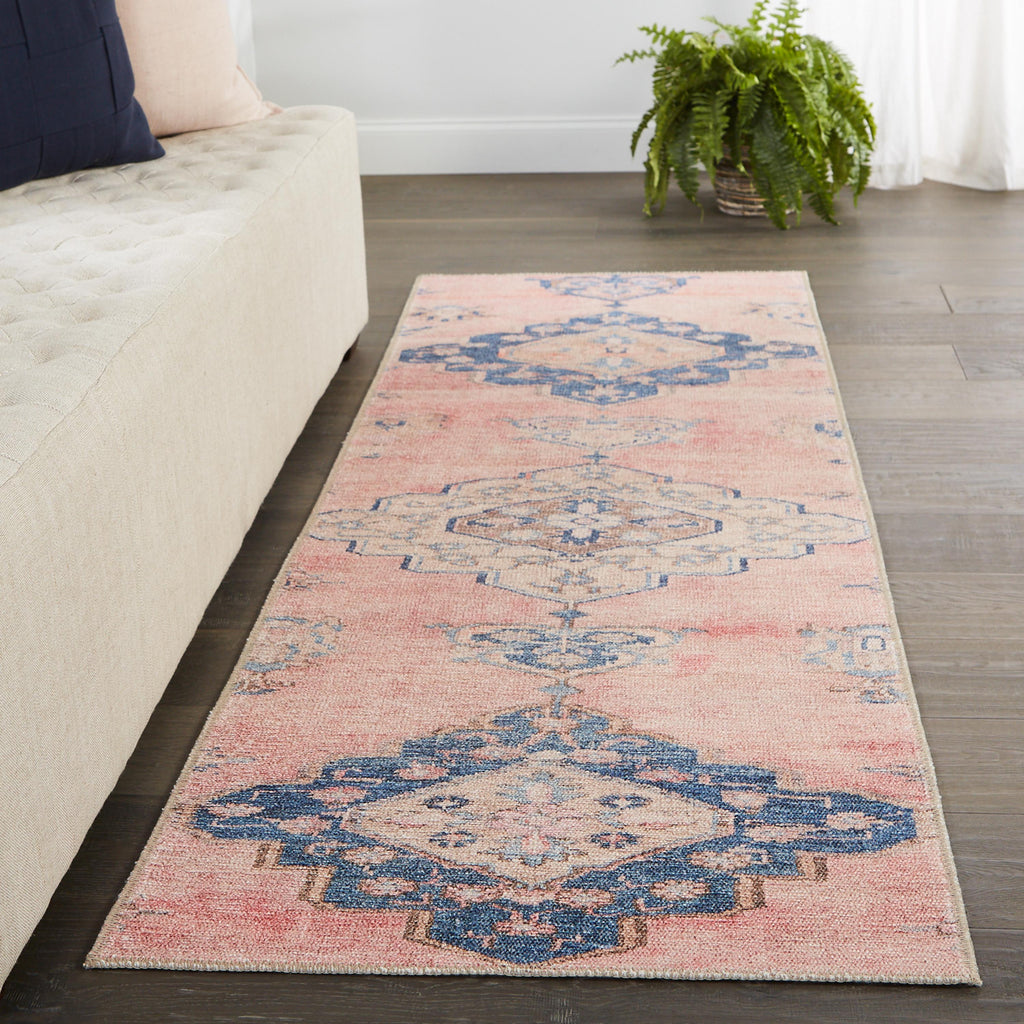 Vibe By Jaipur Living Adalee Medallion Pink/ Blue Runner Rug (2'6"X12')