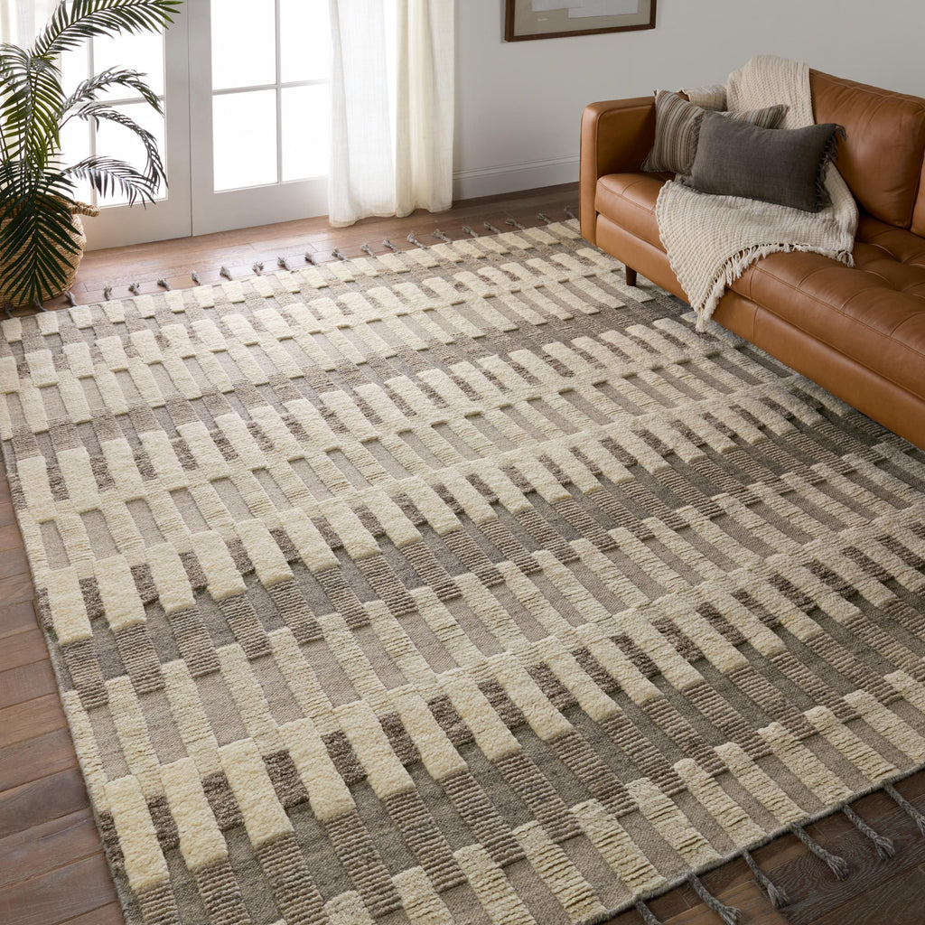 Jaipur Living Izza Hand-Knotted Striped Cream/ Taupe Area Rug (9'X12')