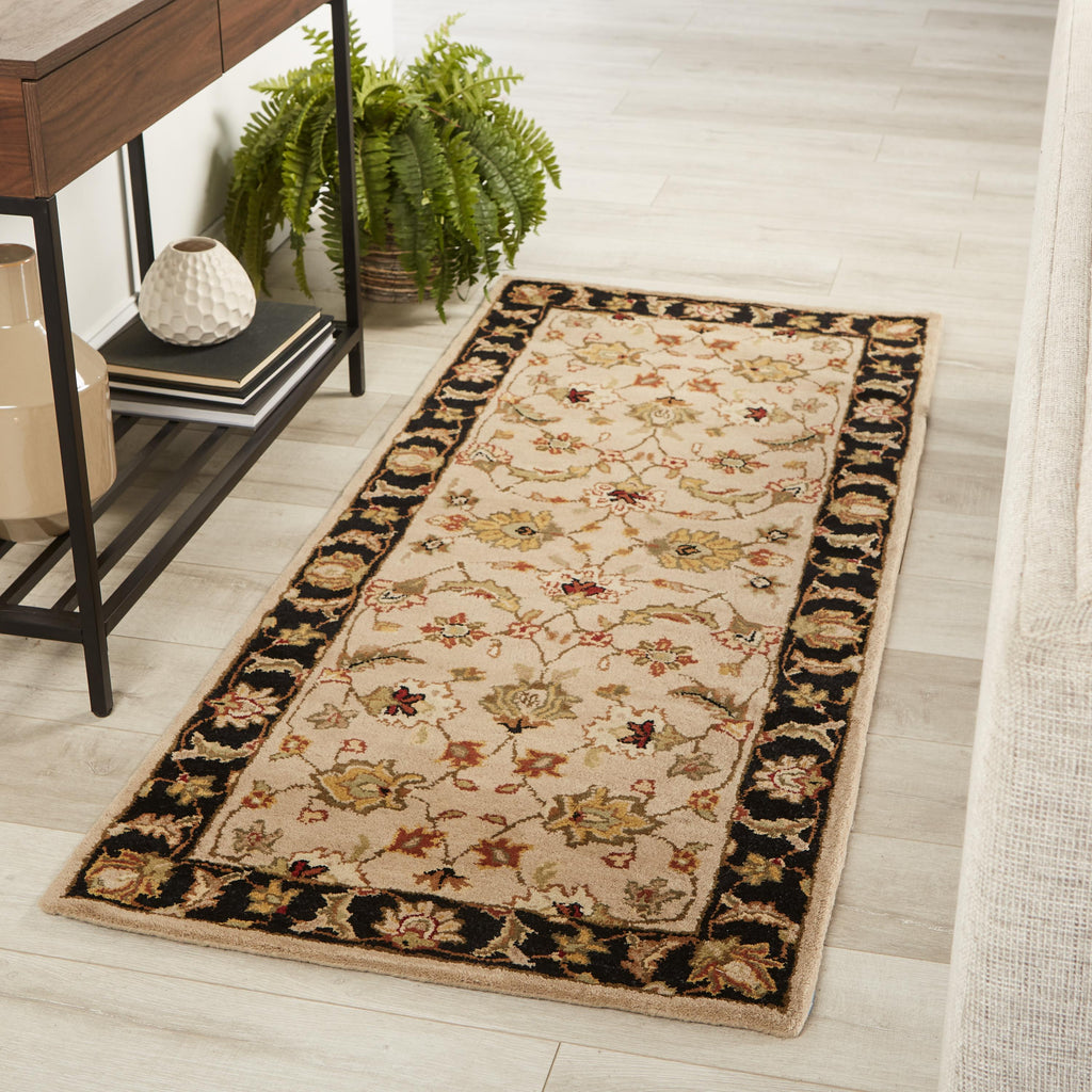 Jaipur Living Selene Handmade Floral Beige/ Black Runner Rug (2'6"X6')