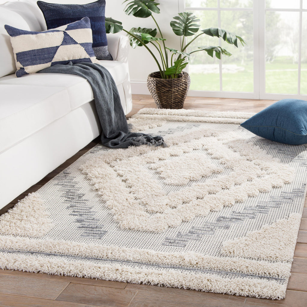 Jaipur Living Sani Indoor/ Outdoor Geometric Gray/ Cream Area Rug (6'5"X9'5")