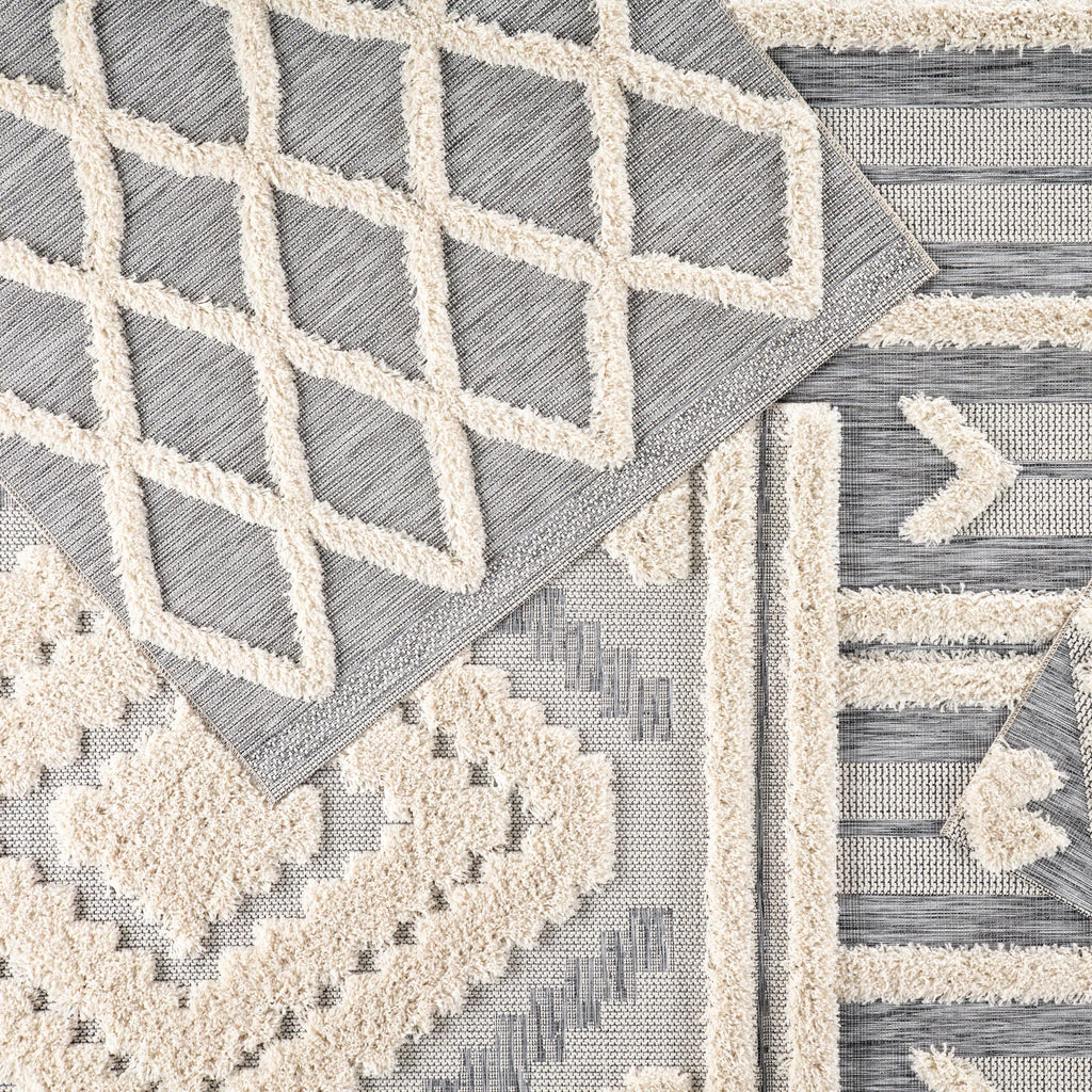 Jaipur Living Sani Indoor/ Outdoor Geometric Gray/ Cream Area Rug (7'10"X10'10")