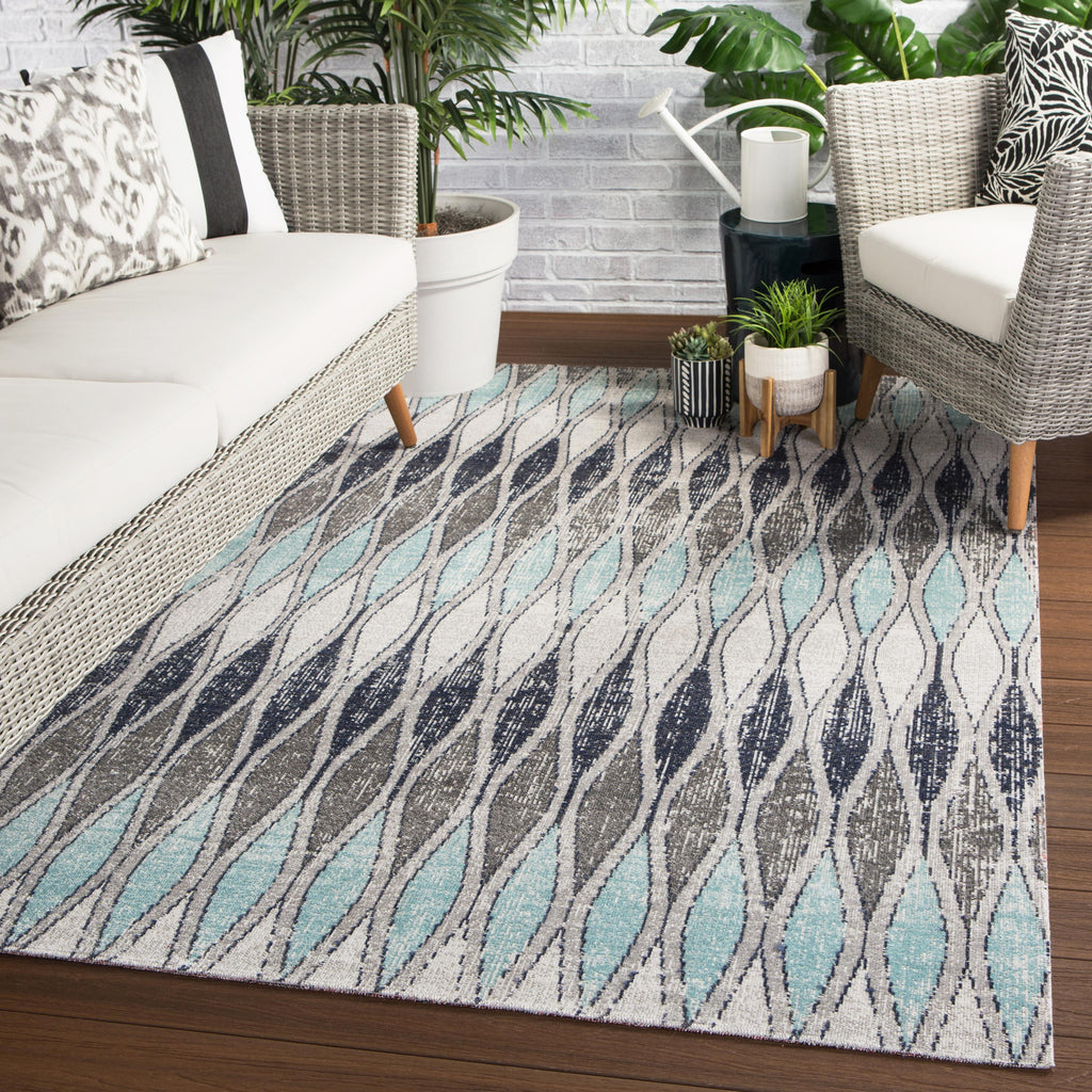 Jaipur Living Norwich Indoor/ Outdoor Geometric Gray/ Blue Area Rug (8'10"X12')