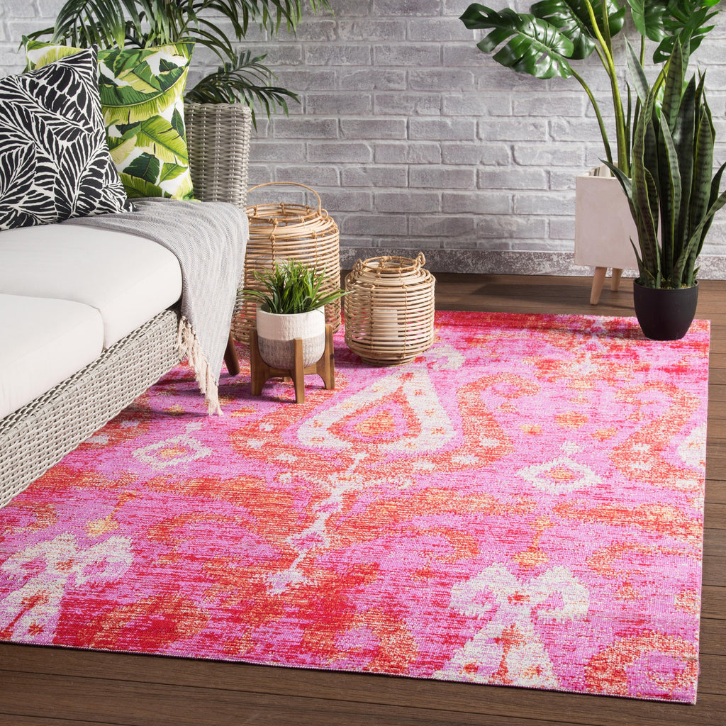 Jaipur Living Zenith Indoor/ Outdoor Ikat Pink/ Orange Runner Rug (2'6"X8')