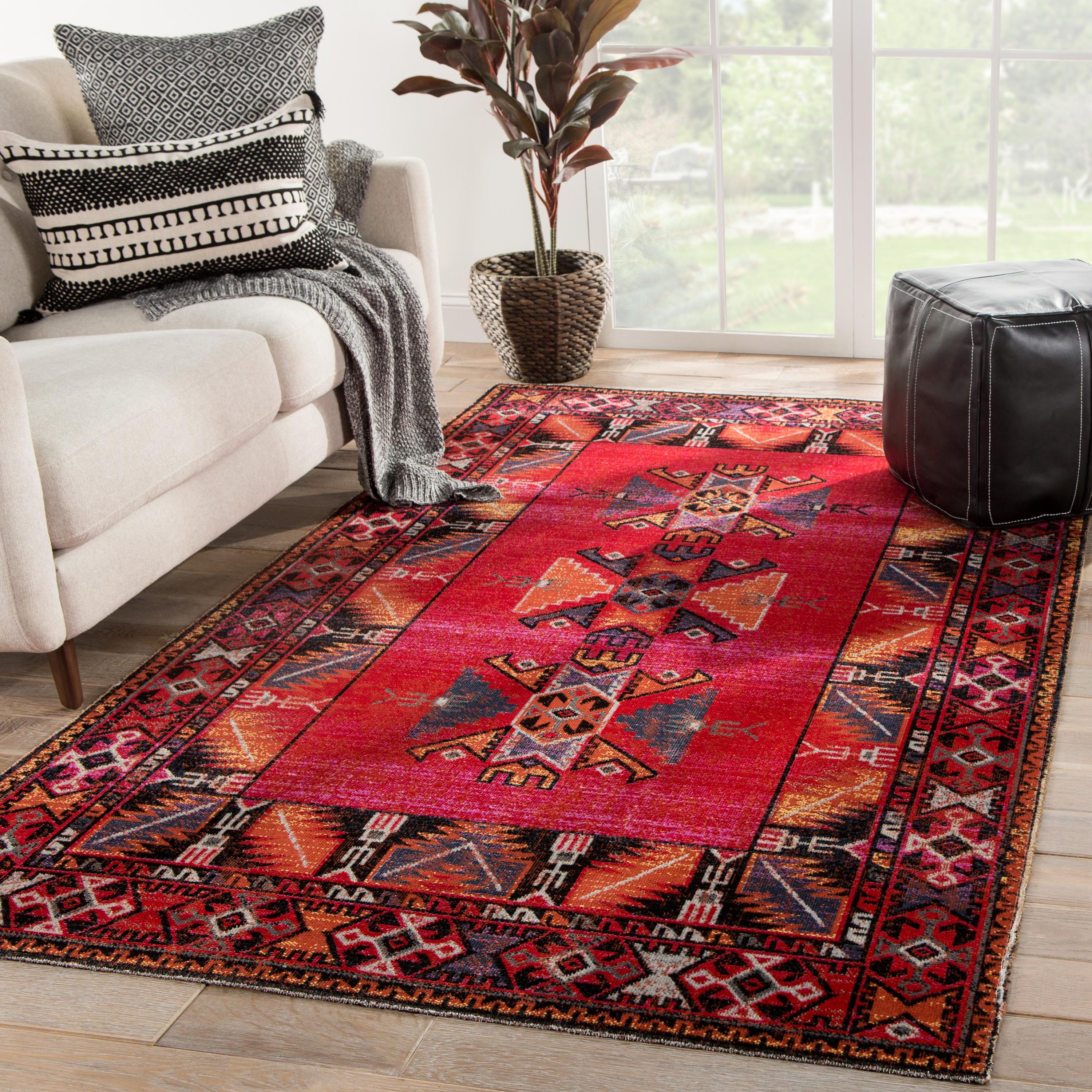 Jaipur Living Paloma Indoor/ Outdoor Tribal Red/ Black Area Rug (5'3X7'6)