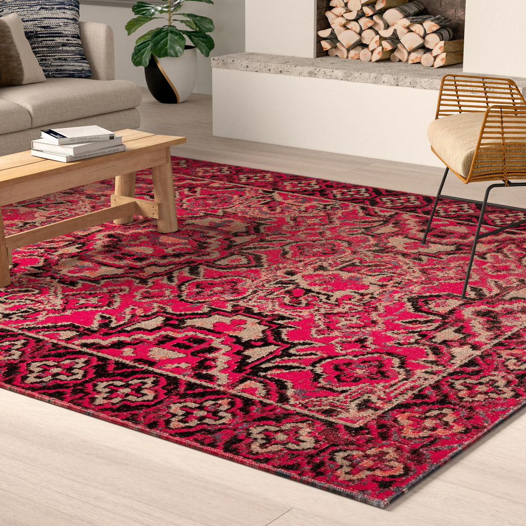 Jaipur Living Chaya Indoor/ Outdoor Medallion Red/ Black Area Rug (9'10"X14')