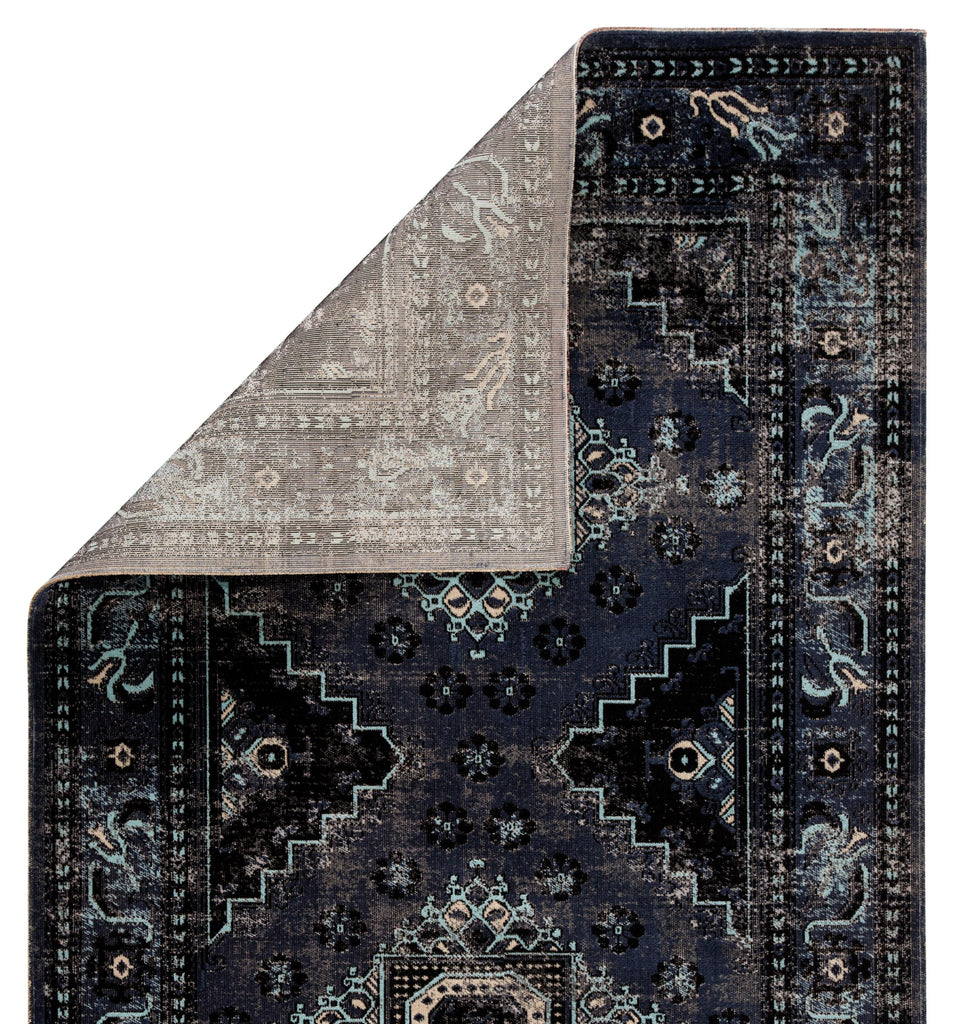 Jaipur Living Westlyn Indoor/ Outdoor Medallion Black/ Blue Area Rug (8'10"X12')