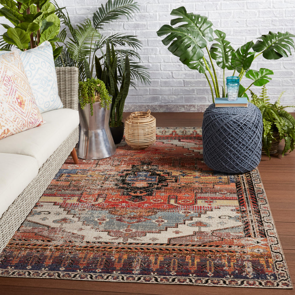 Jaipur Living Cicero Indoor/ Outdoor Medallion Multicolor/ Orange Area Rug (5'3"X7'6")