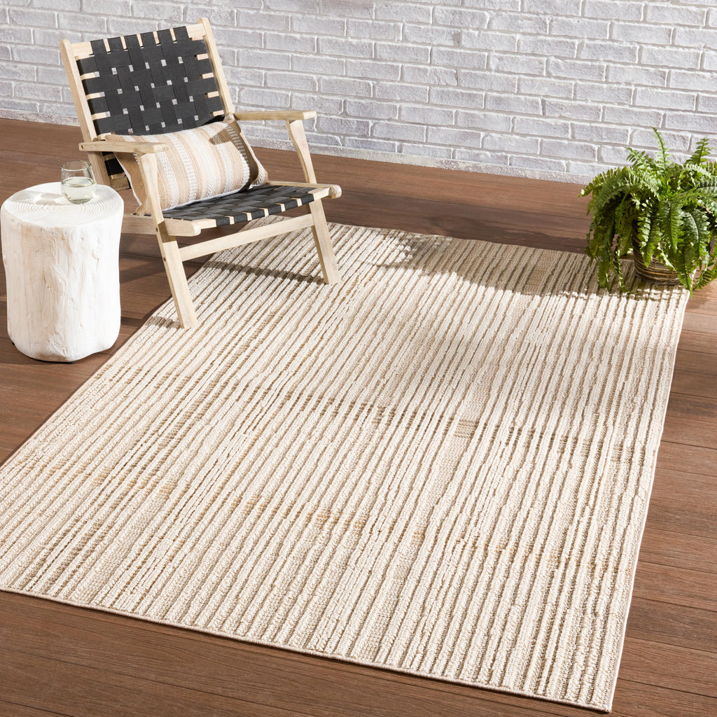 Jaipur Living Aeor Indoor/ Outdoor Striped Beige/ Light Brown Area Rug (6'X9')