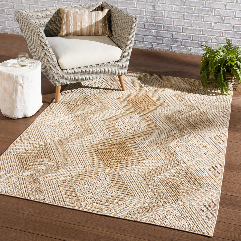 Jaipur Living Reyes Indoor/ Outdoor Trellis Beige/ Light Brown Area Rug (9'X12')