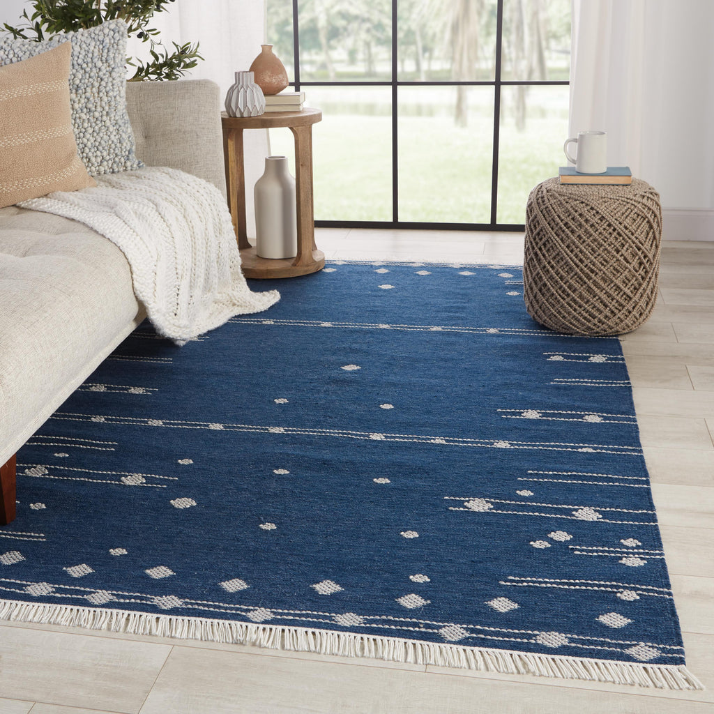 Jaipur Living Calli Indoor/ Outdoor Geometric Blue/ White Area Rug (7'6"X9'6")