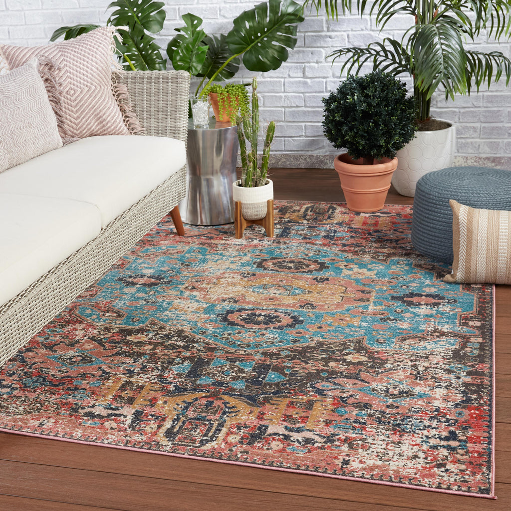 Vibe By Jaipur Living Presia Indoor/ Outdoor Medallion Red/ Teal Runner Rug (2'6"X8')