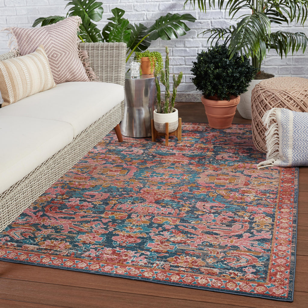 Vibe By Jaipur Living Maven Indoor/ Outdoor Oriental Pink/ Blue Runner Rug (2'6"X8')