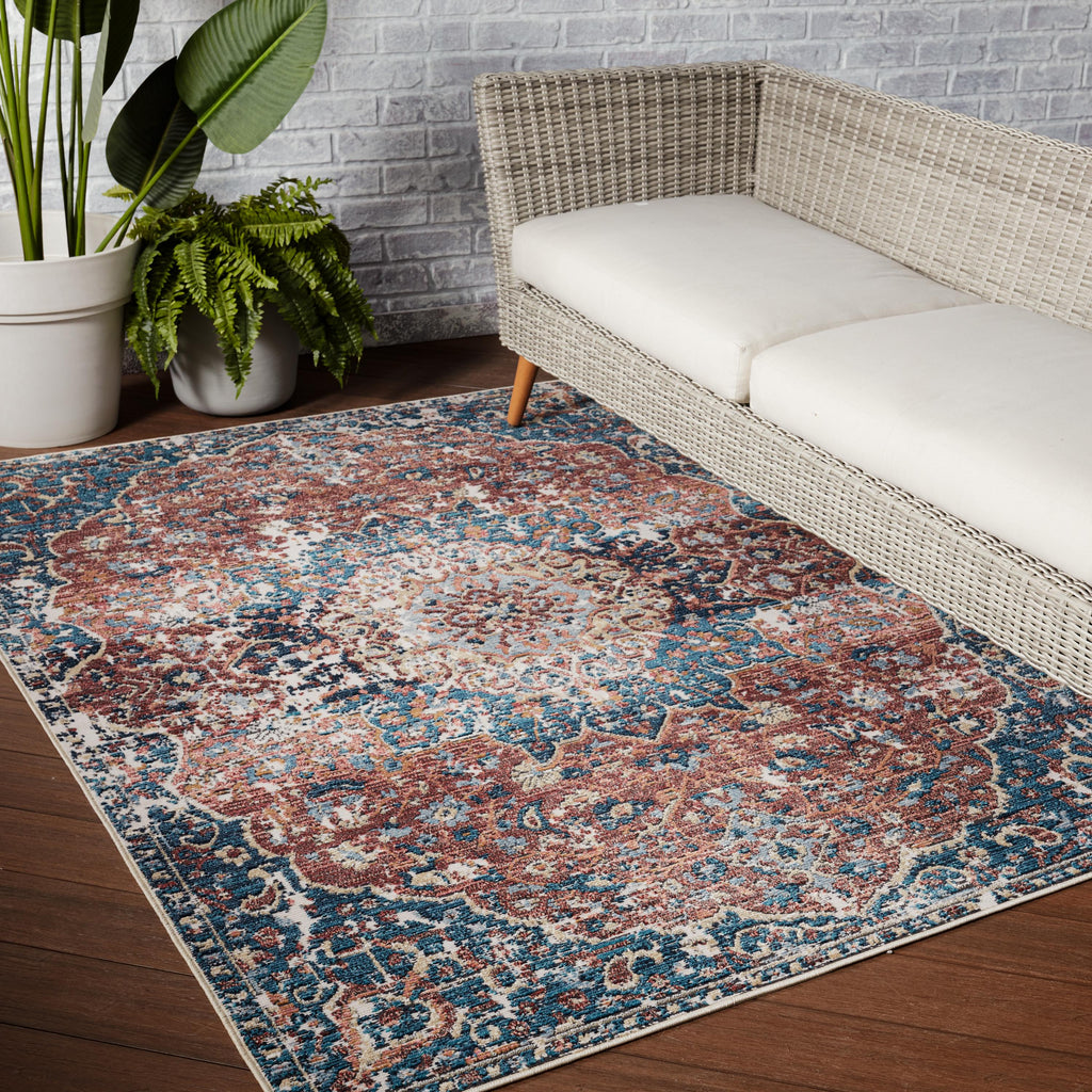 Vibe By Jaipur Living Akela Indoor/ Outdoor Medallion Blue/ Rust Runner Rug (2'6"X8')